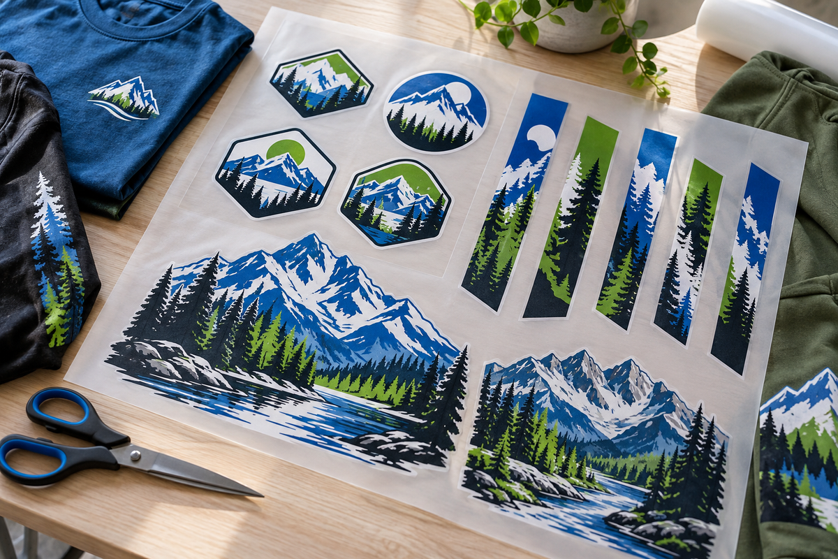 Gang-sheet planning — illustrative decoration mockup